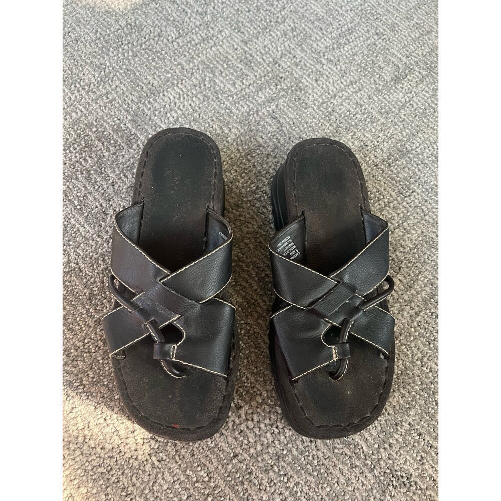 SO cakewalk brown‎ vintage slip on sandals womens 8